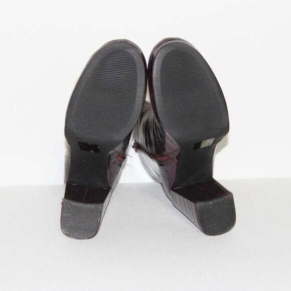 Rachel Zoe Deep Mahogany Croc-Embossed Maya Heeled Platform Bootie Size 9 - Picture 6 of 6